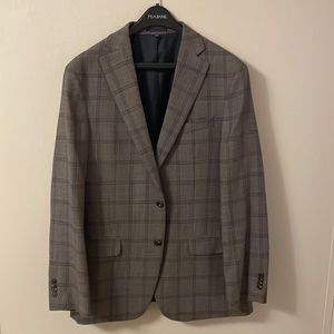 Jos A Bank 1905 Slim Fit Sport-coat Brown/Blue Windowpane 42L